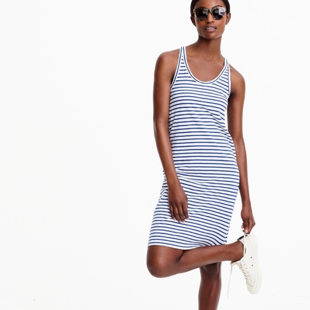 J crew striped racer back tank dress - size small